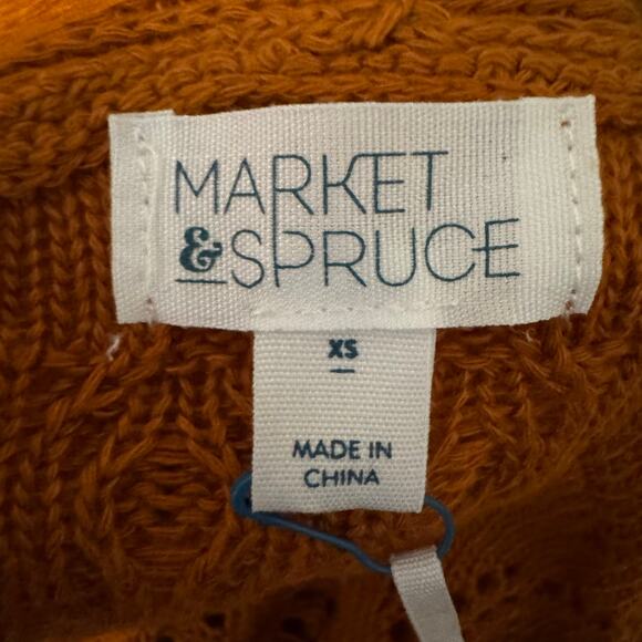 Market & Spruce Cecily Pointelle Open Front Cardigan Orange NWT Women’s XS - Picture 9 of 9